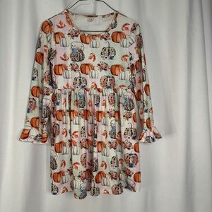 Boutique Girls Size 5 XL Long Sleeve Silky Soft Pumpkins Fall Leaves Dress
